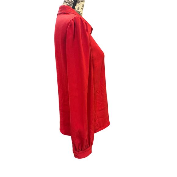CO Scalloped Collar Red‎ Blouse – Size S - Picture 2 of 5